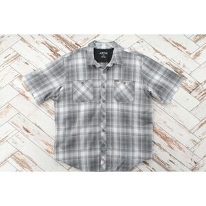 Orvis Classic Collection Men XL Gray Shirt Hiking Fishing Plaid Short Sleeve
